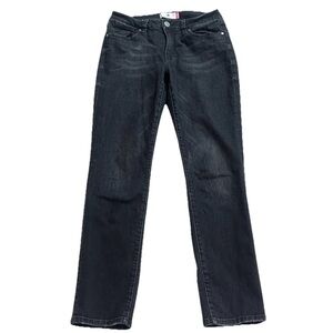 Cabi Straight Leg High Rise Dark Charcoal Wash Jeans Stretchy Size 6 Pockets
